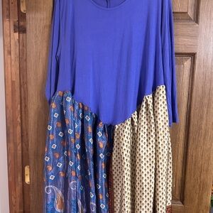 The Morgan Factory Blue Mixed-Print Boho Tunic